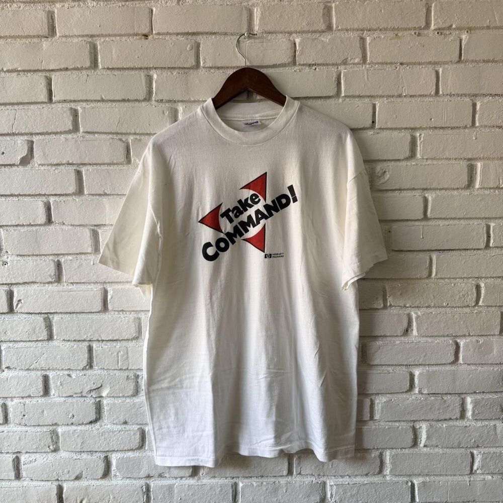 Vintage 90s HP Take Command Technology Promo T Shirt Hewlett Packard XL USA